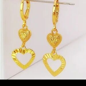 Gold Heart Hoop Earrings